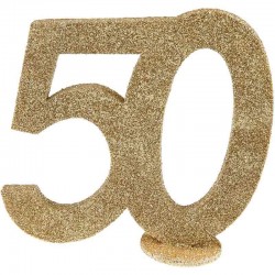 Guld glimmer Fødselsdagstal 50 År. 1 Stk.