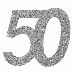 Store konfetti sølv glimmer tal 50 år