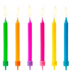 6 Stk Fødselsdagslys. Blandede farver