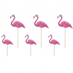 Kagepynt pink flamingo 6 stk