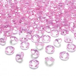Lyserøde pynte diamanter 100 stk.