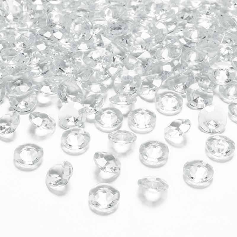 Klare pynte diamanter 12 mm. 100 stk.