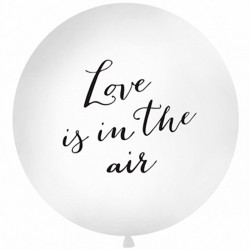 Hvid ballon Love is in the air 1 m. sort tekst