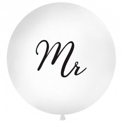 Hvid ballon "Mr" 1 m. sort tekst