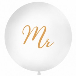 Hvid Bryllups ballon "Mr" 1 m.