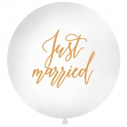 Hvid Bryllup ballon "Just Married" 1 m.