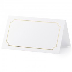 Hvidt Bordkort Smal Guld ramme 10 Stk
