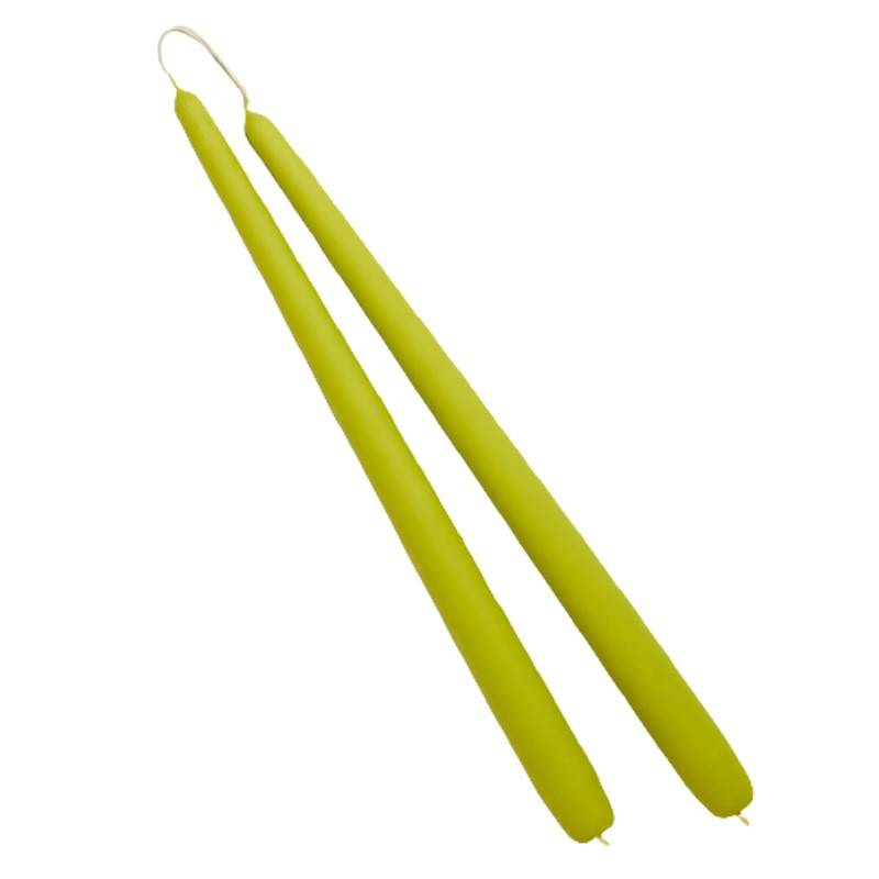 Limegrønne hånddyppede stearinlys 2 stk 28 cm