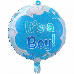 Lyseblå folieballon It´s a boy. 43 cm