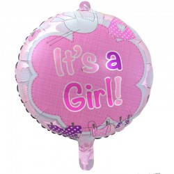 Lyserød folieballon It´s a girl. 43 cm