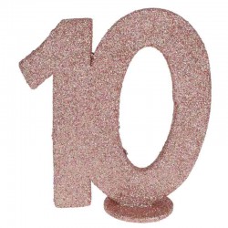 rose gold glitter fødselsdag tal 10 år. 1 stk.