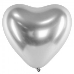 Sølv hjerte balloner 30 cm. 50 stk