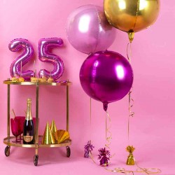 Pink folieballon rund 25 år fødselsdag