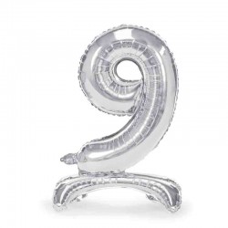 ståendene sølv folie ballon 9 tal. 70 cm