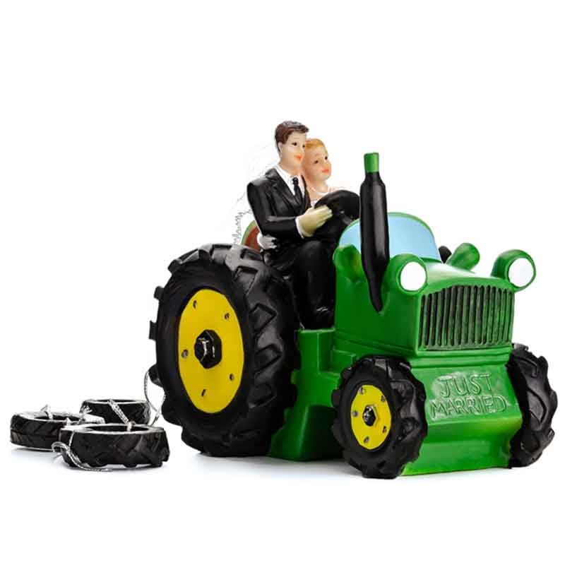 Bryllupsfigur Traktor med brudepar
