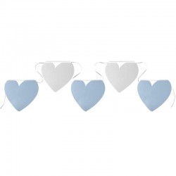 hjerte guirlande lyseblå - hvid. 5 m
