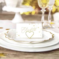 hvide bordkort med guldstjerner til bryllup