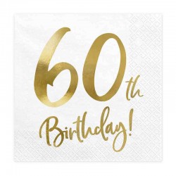 60 års fødselsdagsservietter. 20 stk