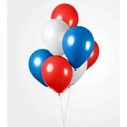 balloner rød-hvid og blå 30 cm. 50 stk