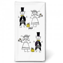 lommetørklæde papir med brudepar.10 stk