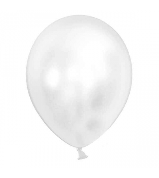 Balloner metallic hvid. 10 Stk.