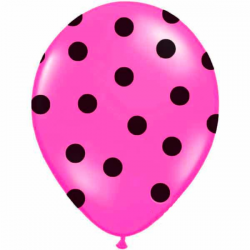 Pink ballon sorte prikker. 6 Stk.