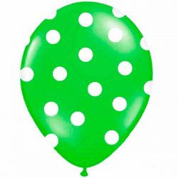Limegrøn ballon hvide prikker. 6 Stk.