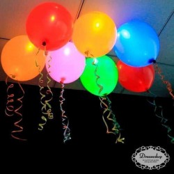 Farvede LED balloner med lys. 5 Stk