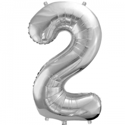 Sølv folie ballon to tal. 85 cm