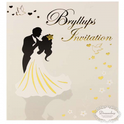 Invitation Bryllup Brudepar med kuverter. 5 stk
