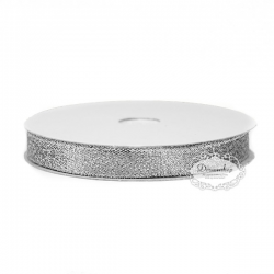 Satinbånd sølv glitter 10 mm x 10 m