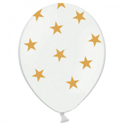 Hvide balloner med guld stjerner 6 stk