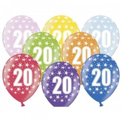 6 stk balloner 20 års fødselsdag