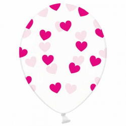 6 stk klare balloner med pink hjerter
