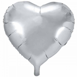 Sølv folieballon hjerte 45 cm
