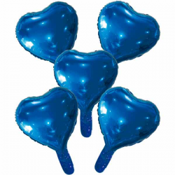 5 stk blå folieballoner hjerte 23 cm