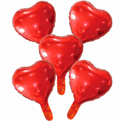 5 stk rød folieballoner hjerte 23 cm