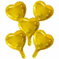 5 stk guld folieballoner hjerte 23 cm