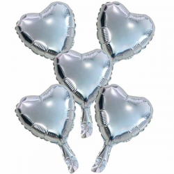 5 stk Sølv folieballoner hjerte 23 cm