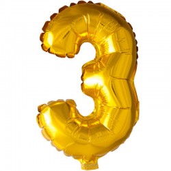 41 cm guld folie balloner tal 3