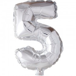 41 cm sølv folie balloner tal 5