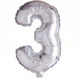 41 cm sølv folie balloner tal 3