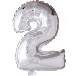 41 cm sølv folie balloner tal 2