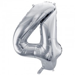 Sølv folie ballon fire tal. 85 cm