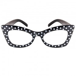 Sorte 50'er cat eye briller med hvide prikker